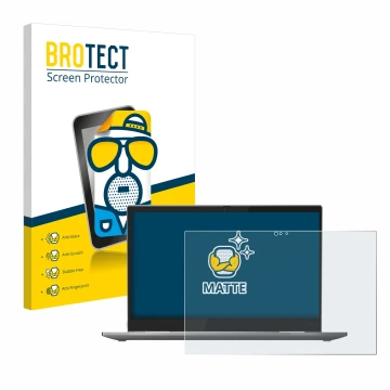 Parte frontale di una confezione del prodotto con il logo del marchio BROTECT. Accanto è raffigurato il dispositivo Lenovo Thi