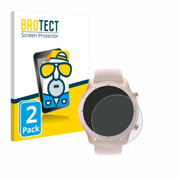 Parte frontale di una confezione del prodotto con il logo del marchio BROTECT. Accanto è raffigurato il dispositivo Huami Amaz