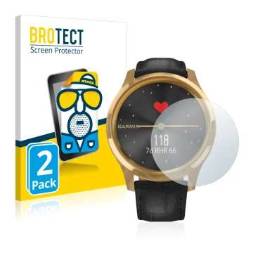 Parte frontale di una confezione del prodotto con il logo del marchio BROTECT. Accanto è raffigurato il dispositivo Garmin viv