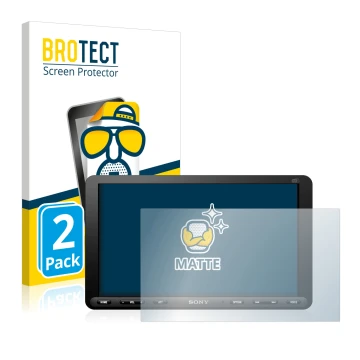 Parte frontale di una confezione del prodotto con il logo del marchio BROTECT. Accanto è raffigurato il dispositivo Sony XAV-A