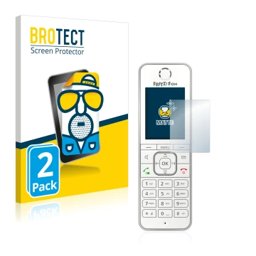 Parte frontale di una confezione del prodotto con il logo del marchio BROTECT. Accanto è raffigurato il dispositivo AVM Fritz!