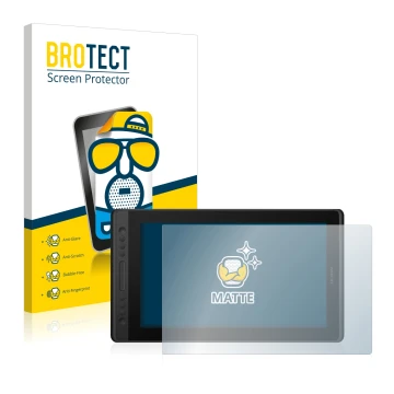 Parte frontale di una confezione del prodotto con il logo del marchio BROTECT. Accanto è raffigurato il dispositivo Huion Kamv