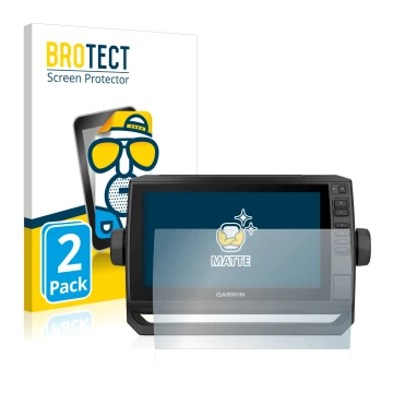 Parte frontale di una confezione del prodotto con il logo del marchio BROTECT. Accanto è raffigurato il dispositivo Garmin ECH