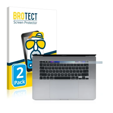 Parte frontale di una confezione del prodotto con il logo del marchio BROTECT. Accanto è raffigurato il dispositivo Apple MacB