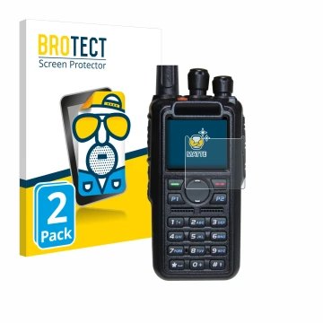 Parte frontale di una confezione del prodotto con il logo del marchio BROTECT. Accanto è raffigurato il dispositivo AnyTone AT