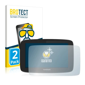 Parte frontale di una confezione del prodotto con il logo del marchio BROTECT. Accanto è raffigurato il dispositivo TomTom Go 