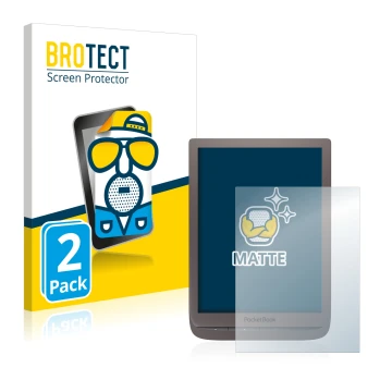 Parte frontale di una confezione del prodotto con il logo del marchio BROTECT. Accanto è raffigurato il dispositivo PocketBook