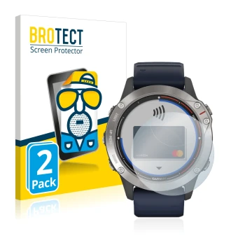 Parte frontale di una confezione del prodotto con il logo del marchio BROTECT. Accanto è raffigurato il dispositivo Garmin qua
