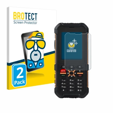 Parte frontale di una confezione del prodotto con il logo del marchio BROTECT. Accanto è raffigurato il dispositivo RugGear RG