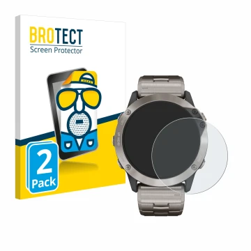 Parte frontale di una confezione del prodotto con il logo del marchio BROTECT. Accanto è raffigurato il dispositivo Garmin qua