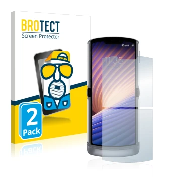 Parte frontale di una confezione del prodotto con il logo del marchio BROTECT. Accanto è raffigurato il dispositivo Motorola R