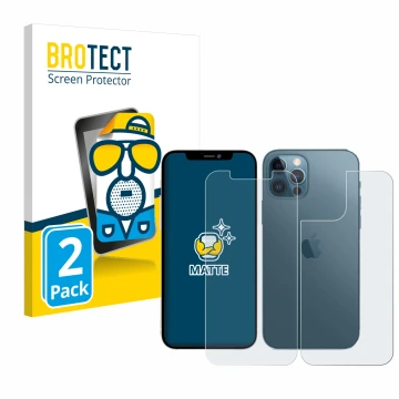 Parte frontale di una confezione del prodotto con il logo del marchio BROTECT. Accanto è raffigurato il dispositivo Apple iPho