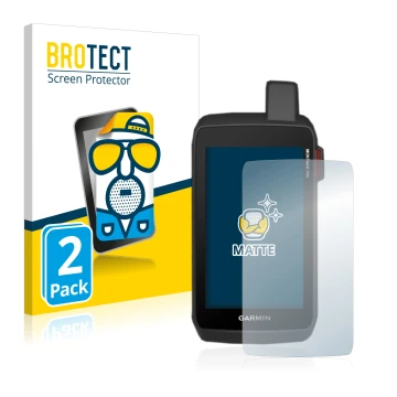 Parte frontale di una confezione del prodotto con il logo del marchio BROTECT. Accanto è raffigurato il dispositivo Garmin Mon