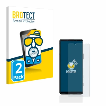 Parte frontale di una confezione del prodotto con il logo del marchio BROTECT. Accanto è raffigurato il dispositivo Sony Xperi