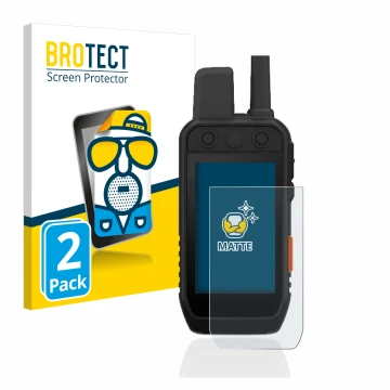 Parte frontale di una confezione del prodotto con il logo del marchio BROTECT. Accanto è raffigurato il dispositivo Garmin Alp