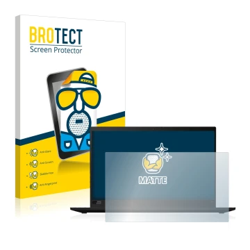 Parte frontale di una confezione del prodotto con il logo del marchio BROTECT. Accanto è raffigurato il dispositivo Lenovo Thi