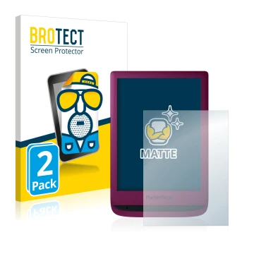 Parte frontale di una confezione del prodotto con il logo del marchio BROTECT. Accanto è raffigurato il dispositivo PocketBook