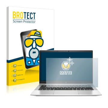 Parte frontale di una confezione del prodotto con il logo del marchio BROTECT. Accanto è raffigurato il dispositivo HP EliteBo