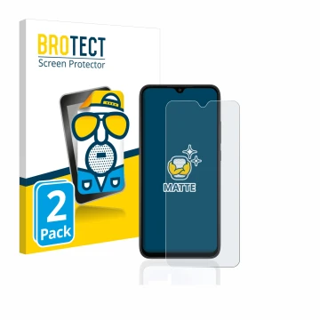 Parte frontale di una confezione del prodotto con il logo del marchio BROTECT. Accanto è raffigurato il dispositivo Xiaomi Red