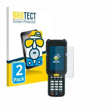 Parte frontale di una confezione del prodotto con il logo del marchio BROTECT. Accanto è raffigurato il dispositivo Zebra MC33