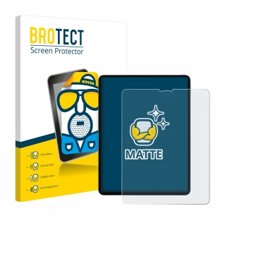 Parte frontale di una confezione del prodotto con il logo del marchio BROTECT. Accanto è raffigurato il dispositivo Apple iPad