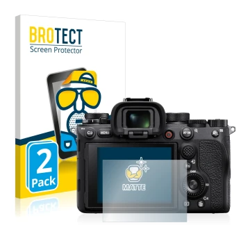 Parte frontale di una confezione del prodotto con il logo del marchio BROTECT. Accanto è raffigurato il dispositivo Sony Alpha