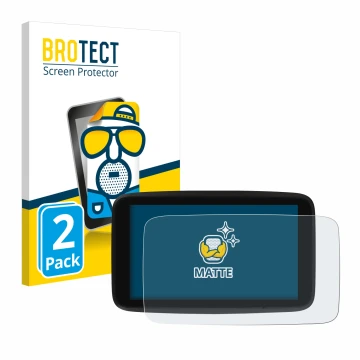 Parte frontale di una confezione del prodotto con il logo del marchio BROTECT. Accanto è raffigurato il dispositivo TomTom GO 