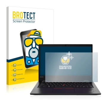 Parte frontale di una confezione del prodotto con il logo del marchio BROTECT. Accanto è raffigurato il dispositivo Lenovo Thi