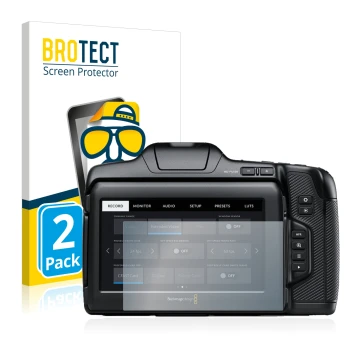 Parte frontale di una confezione del prodotto con il logo del marchio BROTECT. Accanto è raffigurato il dispositivo Blackmagic