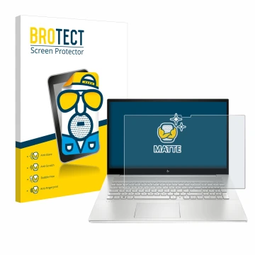 Parte frontale di una confezione del prodotto con il logo del marchio BROTECT. Accanto è raffigurato il dispositivo HP Envy 17