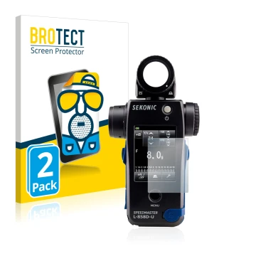 Parte frontale di una confezione del prodotto con il logo del marchio BROTECT. Accanto è raffigurato il dispositivo Sekonic L8