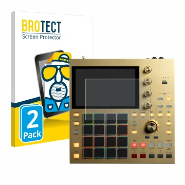 Parte frontale di una confezione del prodotto con il logo del marchio BROTECT. Accanto è raffigurato il dispositivo Akai MPC O