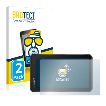 Parte frontale di una confezione del prodotto con il logo del marchio BROTECT. Accanto è raffigurato il dispositivo Garmin Tre
