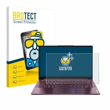 Parte frontale di una confezione del prodotto con il logo del marchio BROTECT. Accanto è raffigurato il dispositivo Lenovo Yog