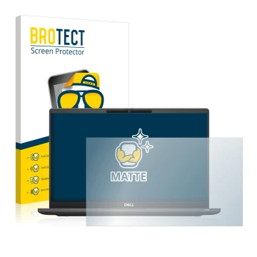 Parte frontale di una confezione del prodotto con il logo del marchio BROTECT. Accanto è raffigurato il dispositivo Dell Latit
