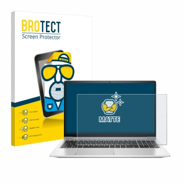 Parte frontale di una confezione del prodotto con il logo del marchio BROTECT. Accanto è raffigurato il dispositivo HP ProBook