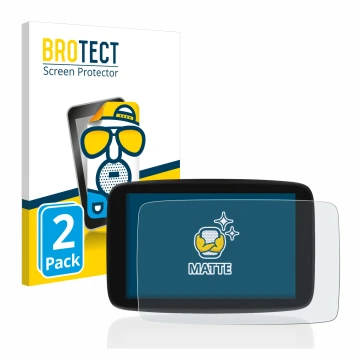 Parte frontale di una confezione del prodotto con il logo del marchio BROTECT. Accanto è raffigurato il dispositivo TomTom Go 