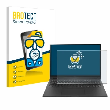 Parte frontale di una confezione del prodotto con il logo del marchio BROTECT. Accanto è raffigurato il dispositivo LG gram 16