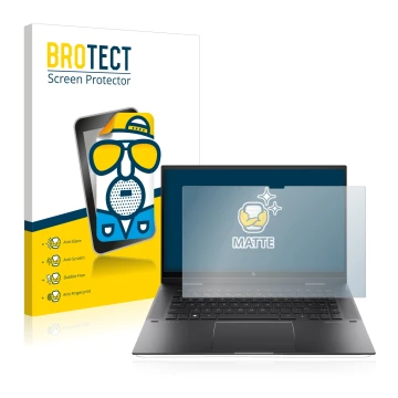 Parte frontale di una confezione del prodotto con il logo del marchio BROTECT. Accanto è raffigurato il dispositivo HP Envy x3