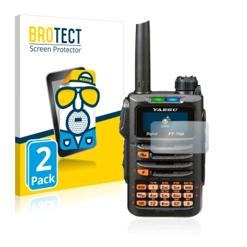 Parte frontale di una confezione del prodotto con il logo del marchio BROTECT. Accanto è raffigurato il dispositivo Yaesu FT-7