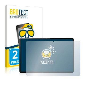 Parte frontale di una confezione del prodotto con il logo del marchio BROTECT. Accanto è raffigurato il dispositivo Lenovo Tab