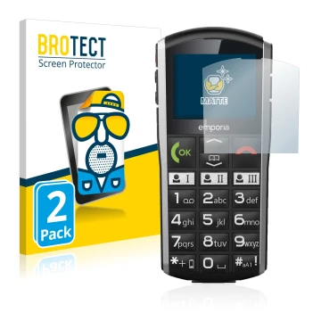 Parte frontale di una confezione del prodotto con il logo del marchio BROTECT. Accanto è raffigurato il dispositivo Emporia Si