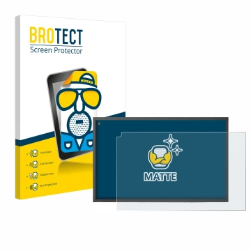 Parte frontale di una confezione del prodotto con il logo del marchio BROTECT. Accanto è raffigurato il dispositivo Amazon Ech