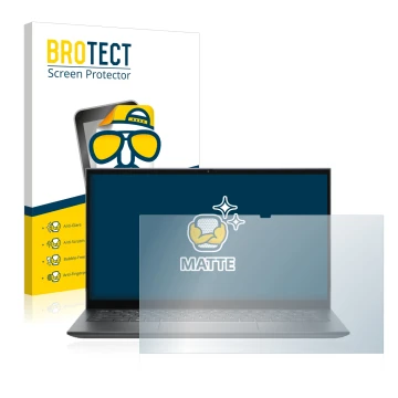 Parte frontale di una confezione del prodotto con il logo del marchio BROTECT. Accanto è raffigurato il dispositivo Dell Inspi