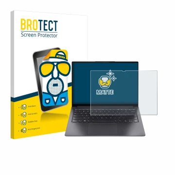 Parte frontale di una confezione del prodotto con il logo del marchio BROTECT. Accanto è raffigurato il dispositivo Lenovo Yog