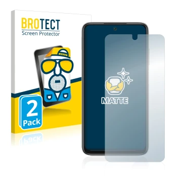 Parte frontale di una confezione del prodotto con il logo del marchio BROTECT. Accanto è raffigurato il dispositivo Xiaomi Red