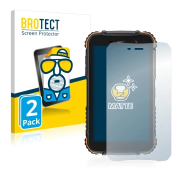 Parte frontale di una confezione del prodotto con il logo del marchio BROTECT. Accanto è raffigurato il dispositivo Doogee S35