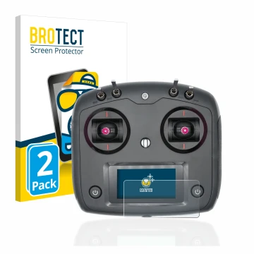 Parte frontale di una confezione del prodotto con il logo del marchio BROTECT. Accanto è raffigurato il dispositivo FlySky FS-