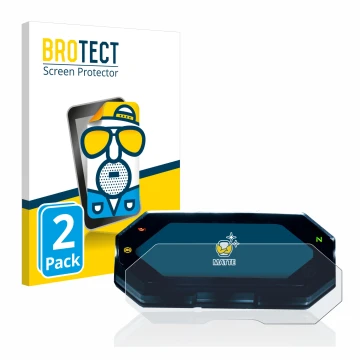 Parte frontale di una confezione del prodotto con il logo del marchio BROTECT. Accanto è raffigurato il dispositivo Yamaha MT-