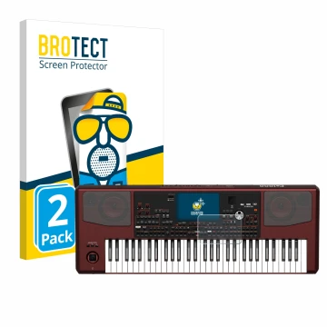 Parte frontale di una confezione del prodotto con il logo del marchio BROTECT. Accanto è raffigurato il dispositivo KORG Pa100